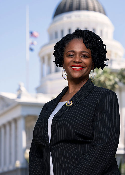 Senator Smallwood-Cuevas Photo with Capitol Backdrop