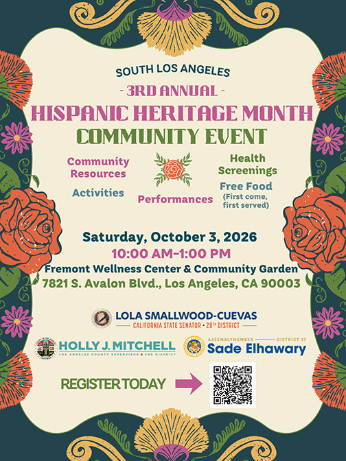 English flyer for the 3rd Annual Hispanic Heritage Month Community Event