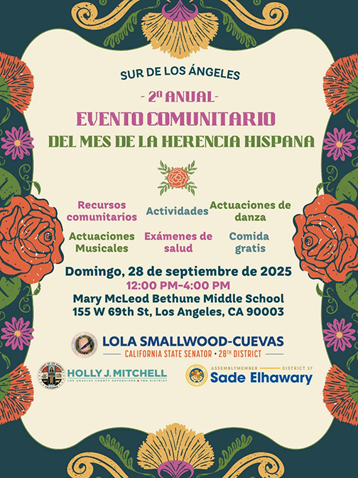 Flyer in Spanish for Hispanic Heritage Month Community Event