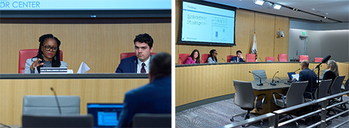 Senator Smallwood-Cuevas is shown listening to testimony during the recent Senate Labor Committee hearing on federal policy impacts on California’s labor market.